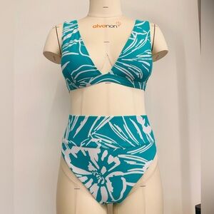 Blue Floral High Waisted Set